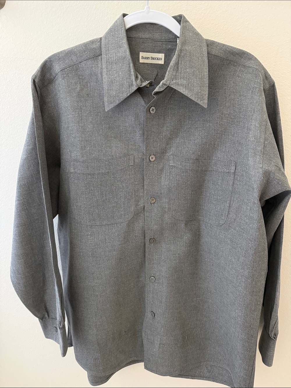 Barry Bricken Men's 100%Cotton Gray Button-Up Shirt M